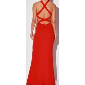 LULU'S M Straight To The Heart Bright Red Backless Maxi Mermaid Dress NEW B120